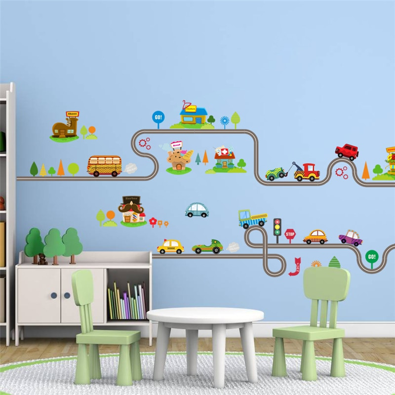 Wall Sticker For Kids Room
 DIY PVC Highway Track Car Wall Stickers Home Decoration