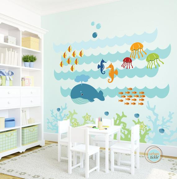 Wall Sticker For Kids Room
 Items similar to Kids Wall Decal Under The Sea Extra