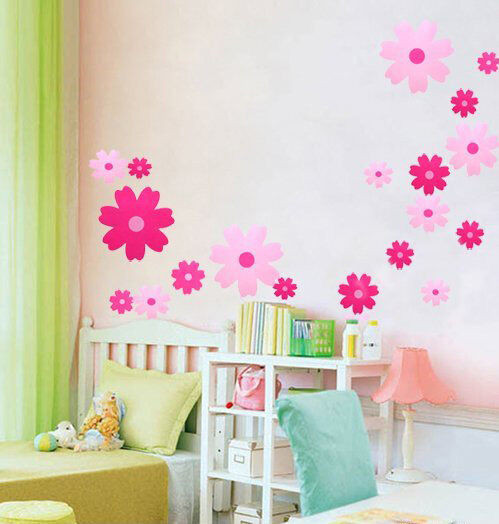 Wall Sticker For Kids Room
 Pink Flowers Wall Stickers Girl Kids Room Nursery Decor