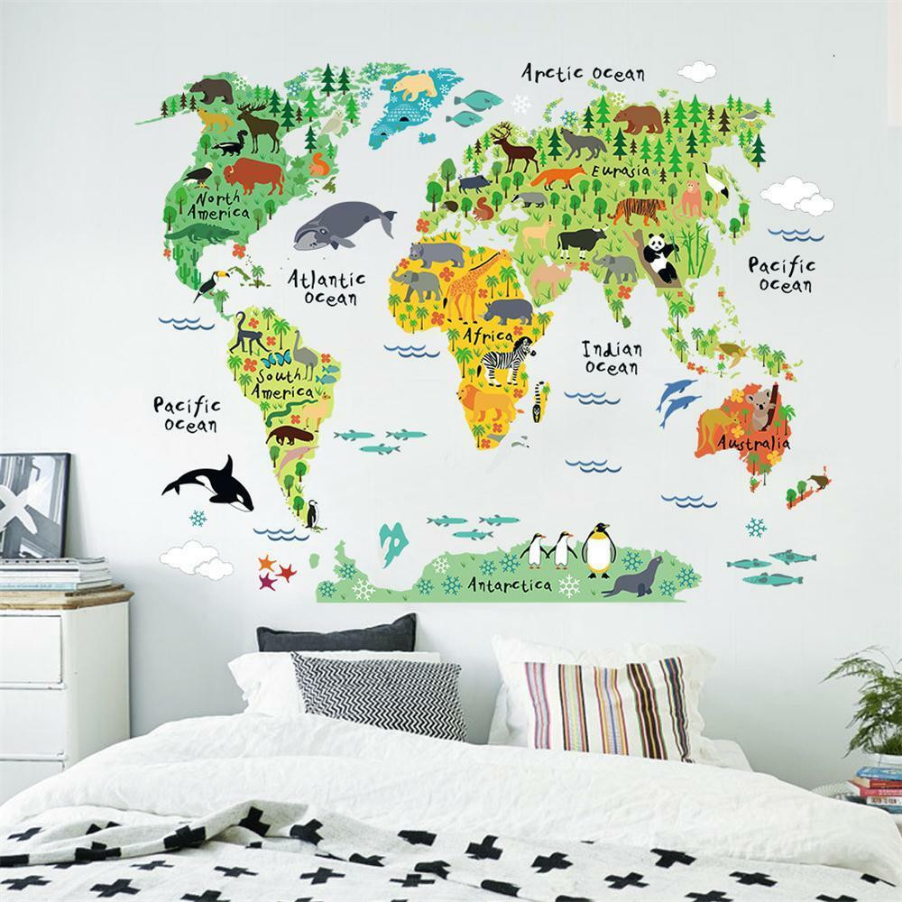 Wall Sticker For Kids Room
 Colorful World Map Kids Nursery Room Wall Stickers Home