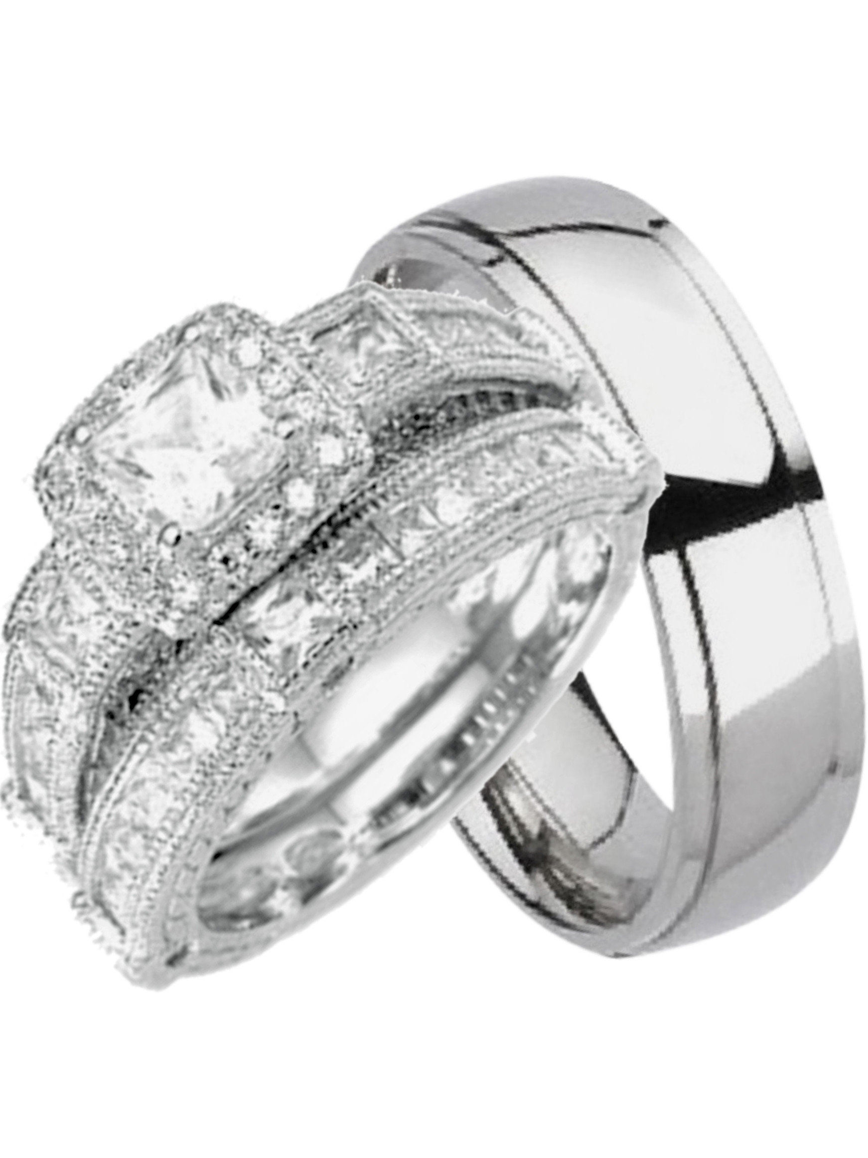 Walmart His And Hers Wedding Rings
 LaRaso & Co His and Hers Wedding Sets Silver Titanium 3