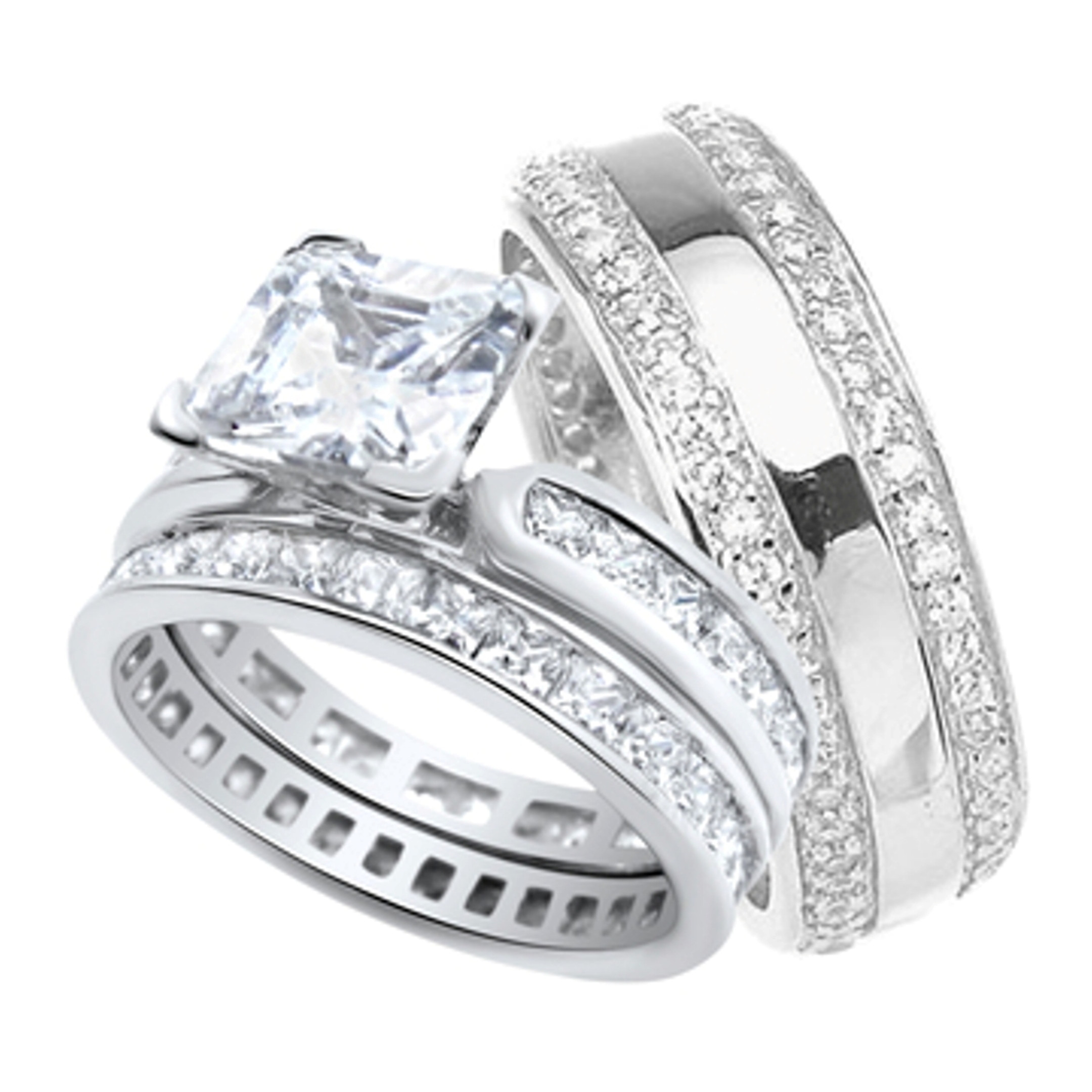 Walmart His And Hers Wedding Rings
 His and Hers Wedding Ring Set Matching Sterling Silver