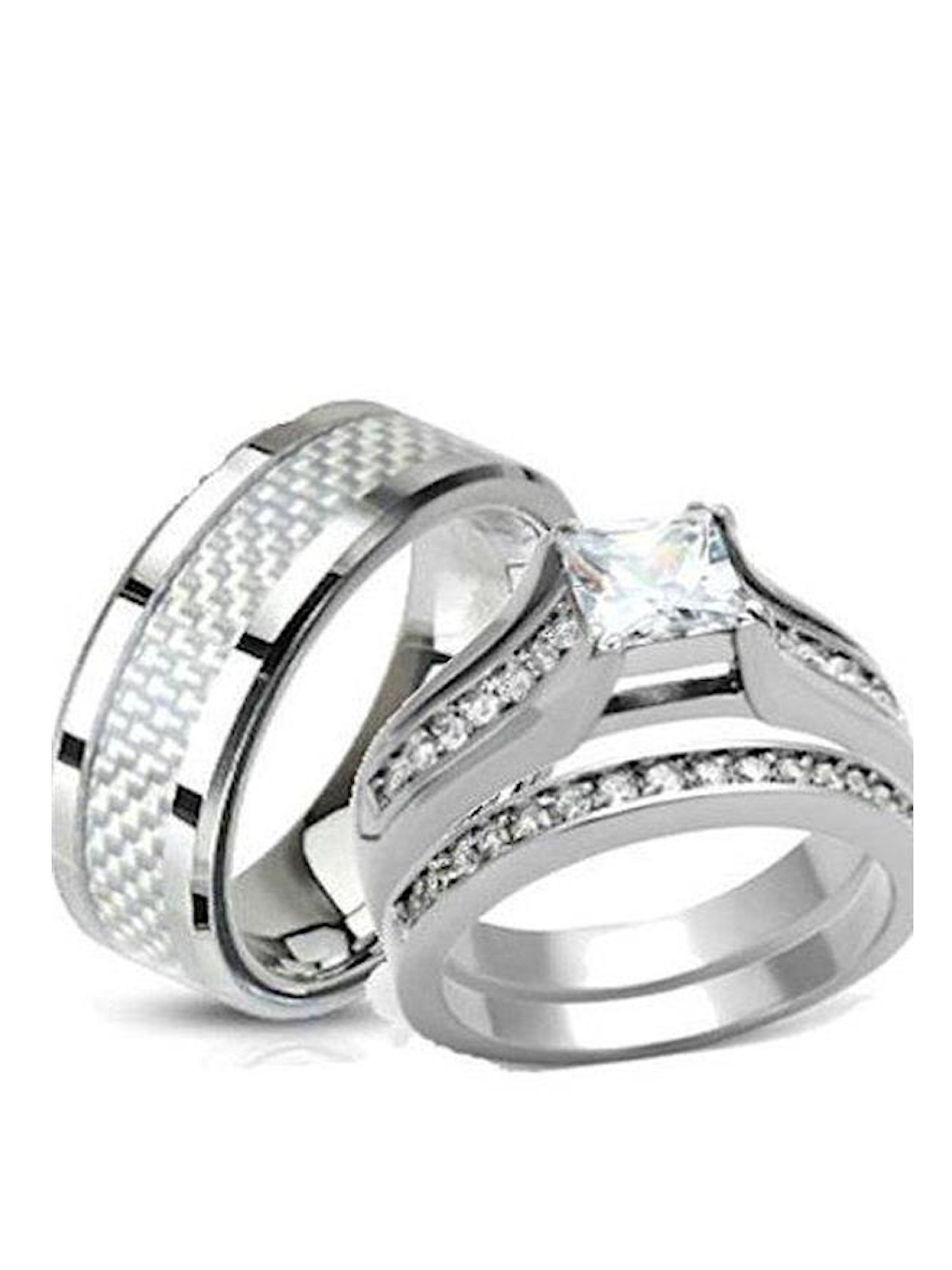 Walmart His And Hers Wedding Rings
 His and Hers Wedding Rings Stainless Steel Princess Cut CZ