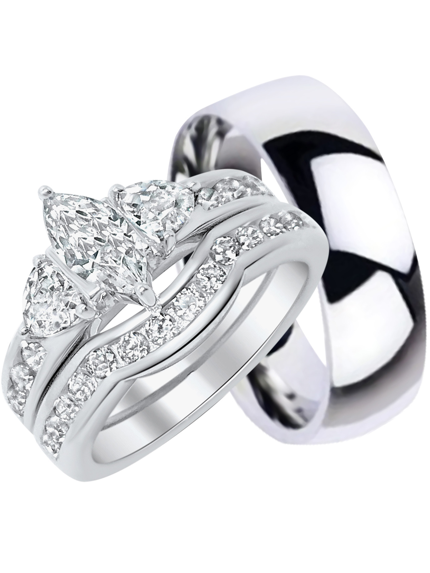 Walmart Wedding Rings Sets For Him And Her
 His and Hers Wedding Ring Set Matching Trio Wedding Bands