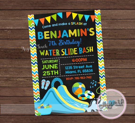Water Birthday Party
 Water Slide Party Invitation Waterslide Birthday Invitation