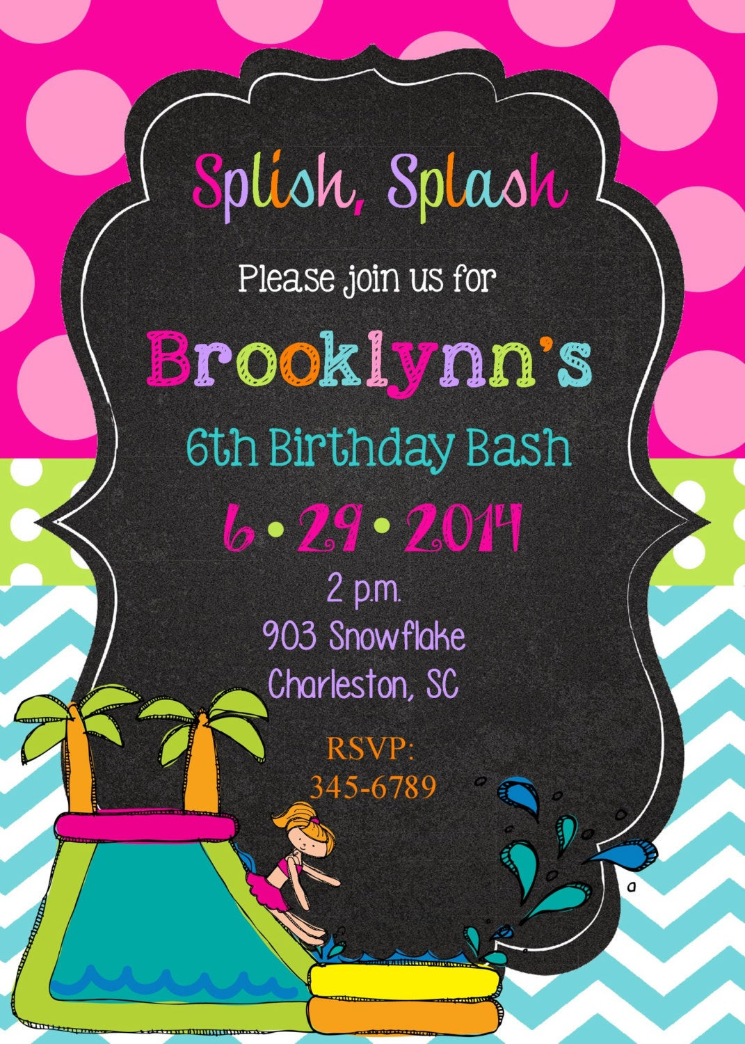 Water Birthday Party
 Water Slide Party Birthday Party invitations printable or