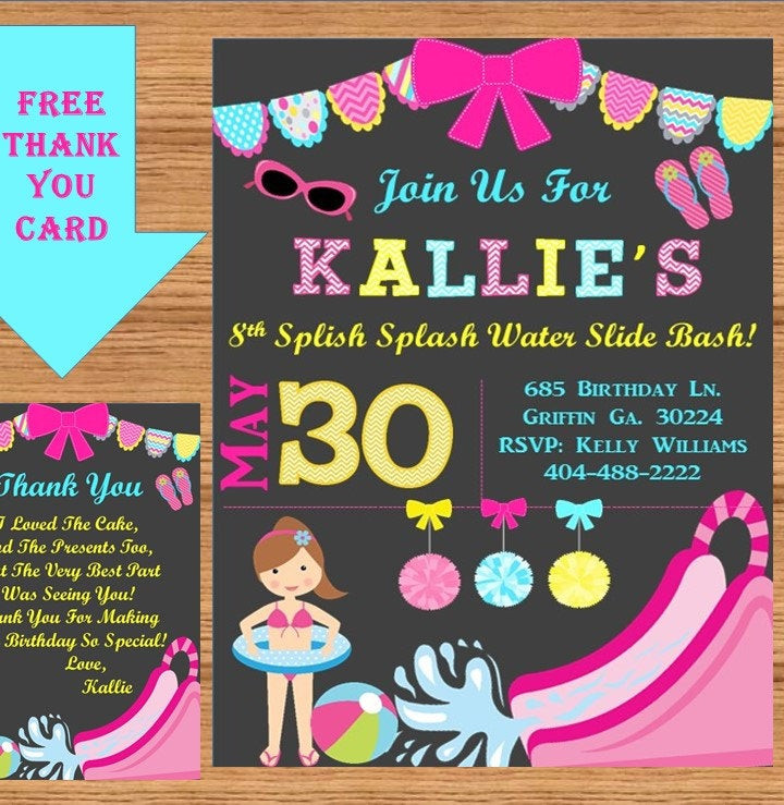 Water Birthday Party
 Water Slide Birthday Party Invitation Swimming by