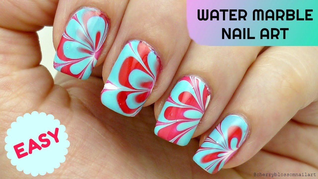Water Nail Designs
 Easy Water Marble Nail Art Step By Step Tutorial For