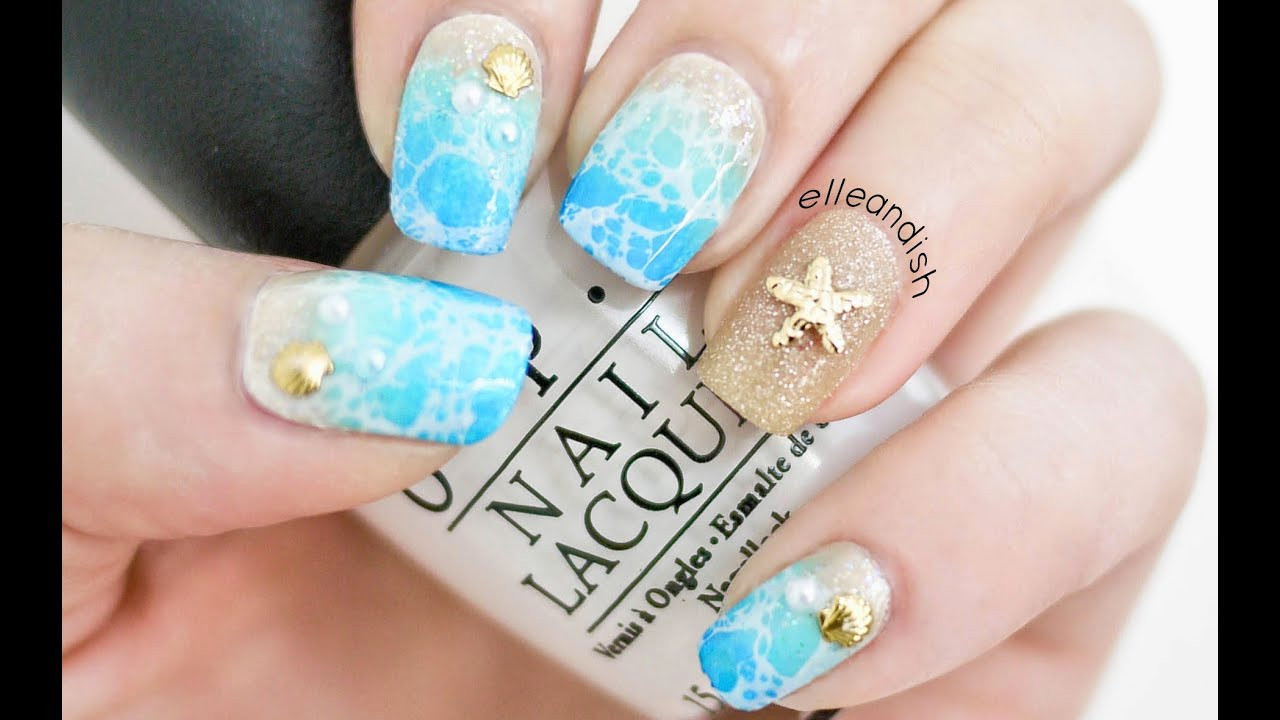 Water Nail Designs
 Water Spotted Beach Nails 2 Ways