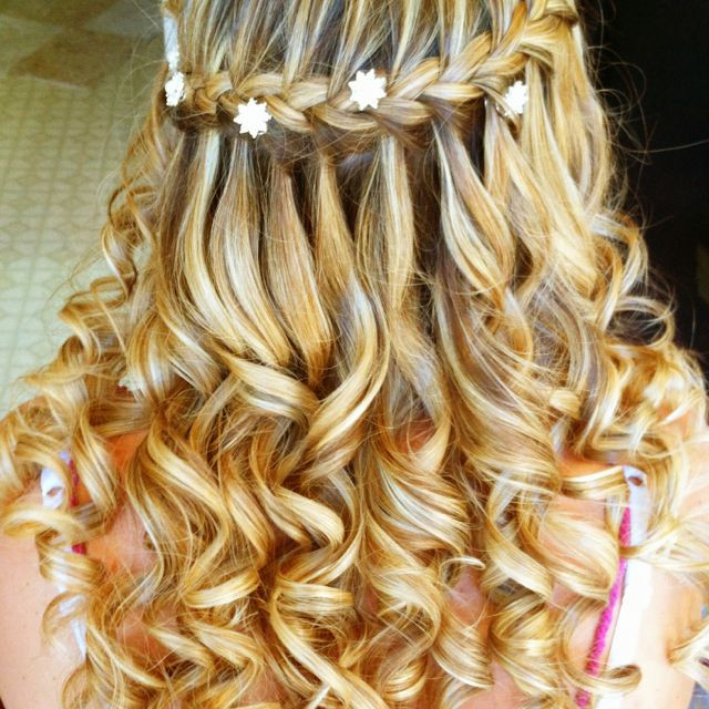Waterfall Braid Prom Hairstyle
 Wedding hair I did Waterfall braid with hair jewels