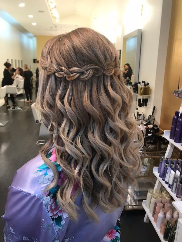Waterfall Braid Prom Hairstyle
 this waterfall braid with soft waves is the perfect