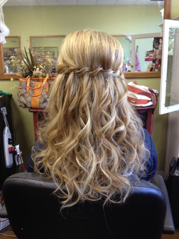 Waterfall Braid Prom Hairstyle
 waterfall braid half up half down with curls Google