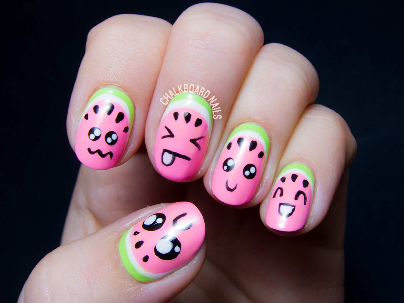 Watermelon Nail Art
 Kawaii Watermelons or How to Make Your Fruit Cute