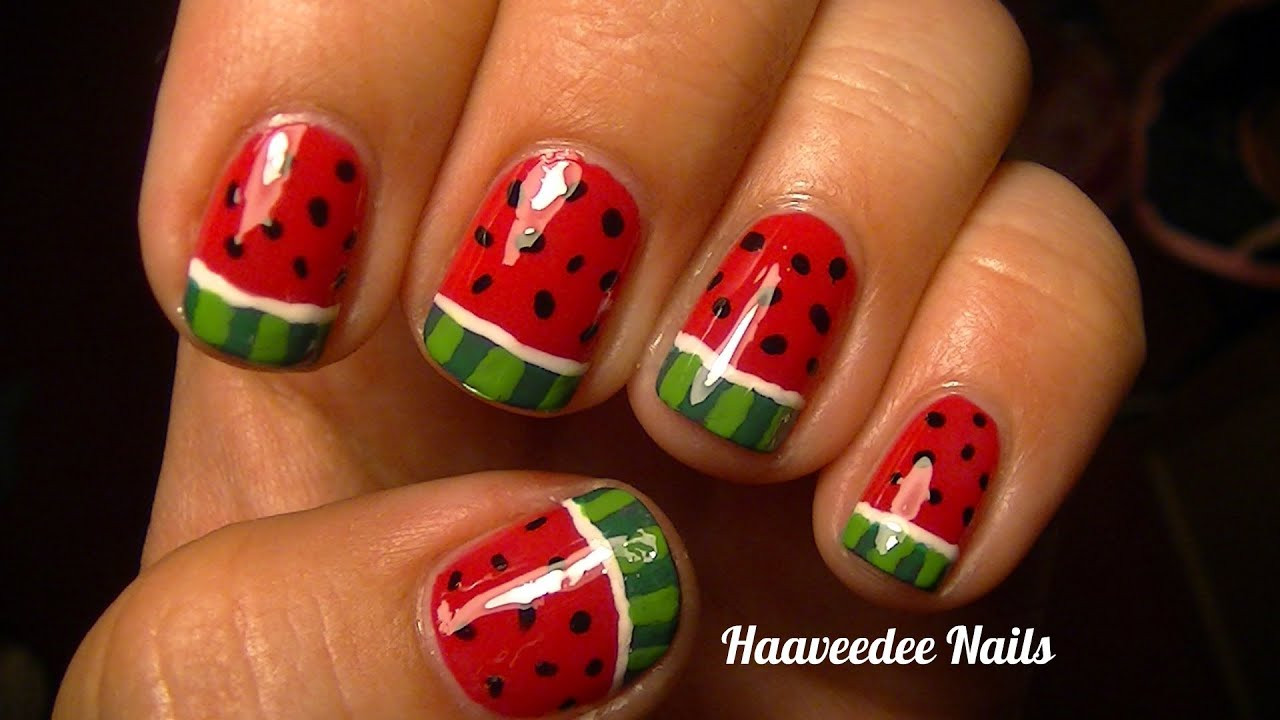 Watermelon Nail Art
 Watermelon nail art