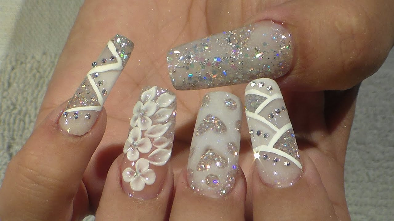 Wedding Acrylic Nails Ideas
 Wedding Bridal Nail Design Natos Nails Uñas Acrilicas