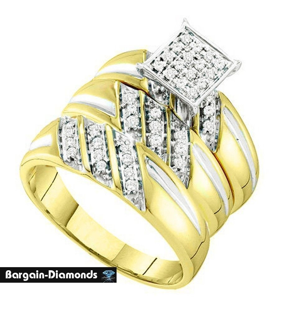 Wedding Band Sets For Bride And Groom
 diamond 3 ring 29 carat 10K gold wedding band set bride