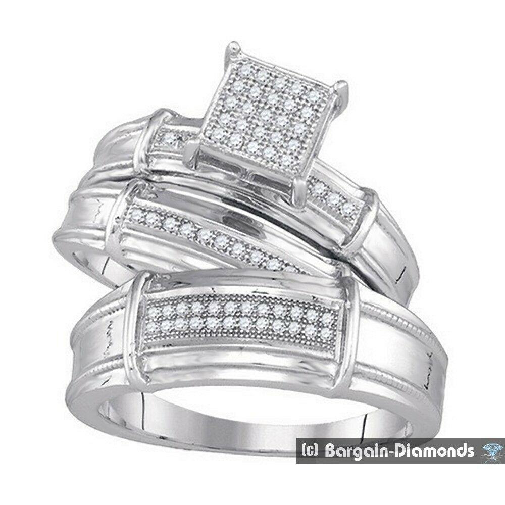Wedding Band Sets For Bride And Groom
 diamond 22 carat 3 ring bridal 10K gold engagement