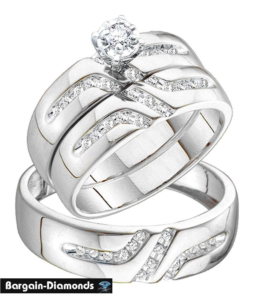 Wedding Band Sets For Bride And Groom
 diamond 3 ring wedding band set 28 ct engagement 14K gold
