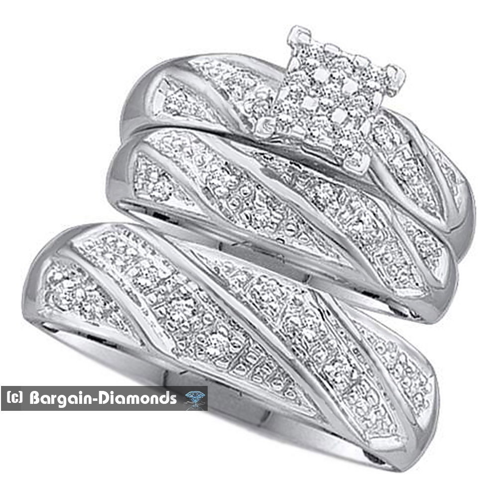 Wedding Band Sets For Bride And Groom
 diamond 30 carat 3 ring bridal 10K gold engagement