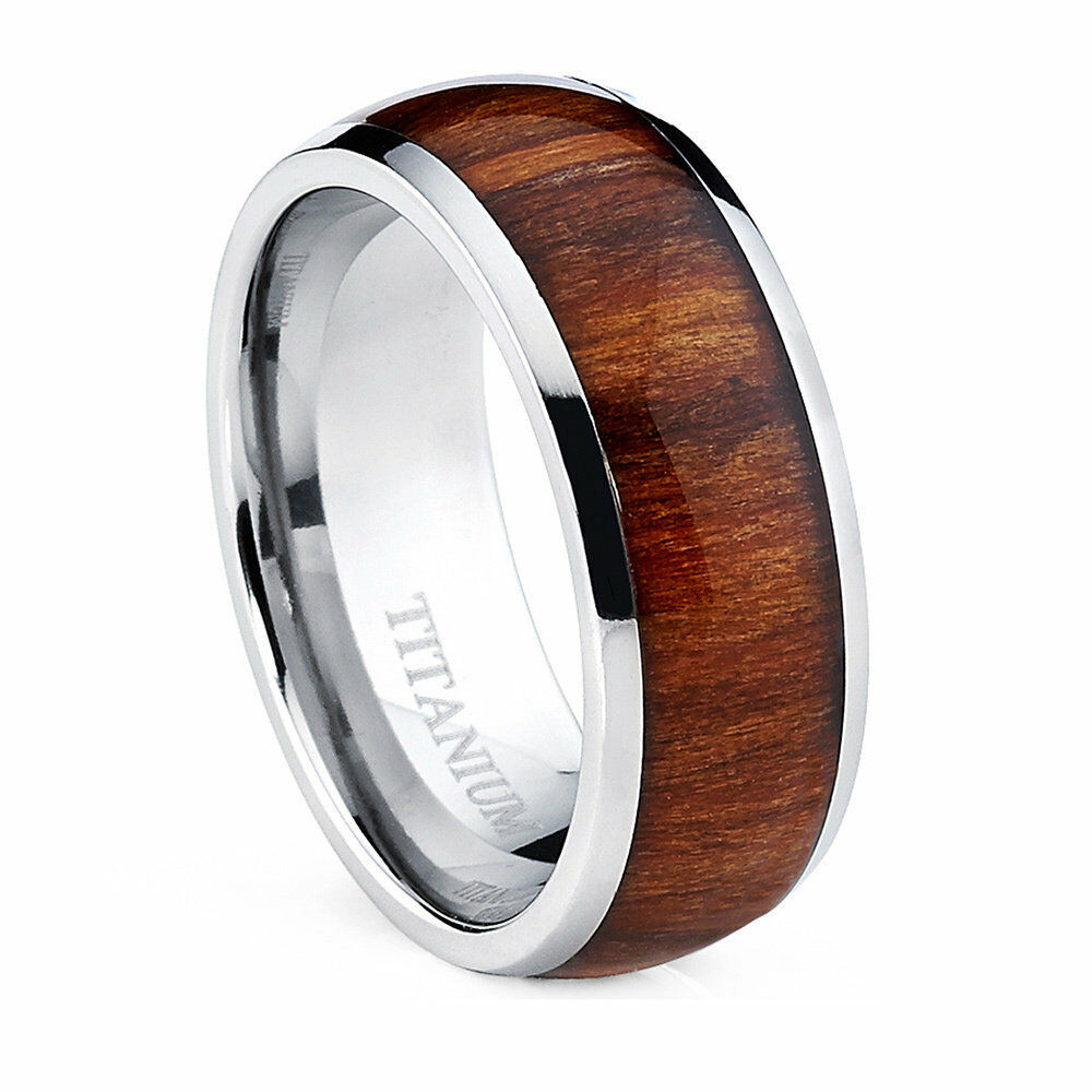 Wedding Bands For Men
 Oliveti Men s Dome Titanium Ring with Real Santos Rosewood