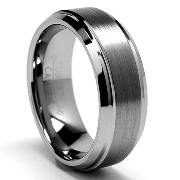 Wedding Bands For Men
 Shop Men s Tungsten Carbide Brushed and Polished Beveled