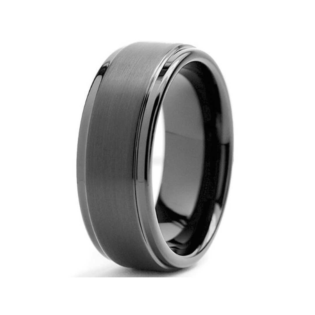Wedding Bands For Men Tungsten
 8mm Black High Polish Matte Finish Men s Tungsten Ring