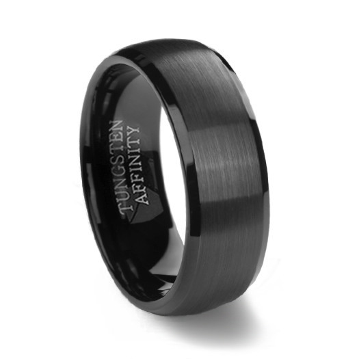 Wedding Bands For Men Tungsten
 Black Brushed Domed Mens Tungsten Wedding Ring