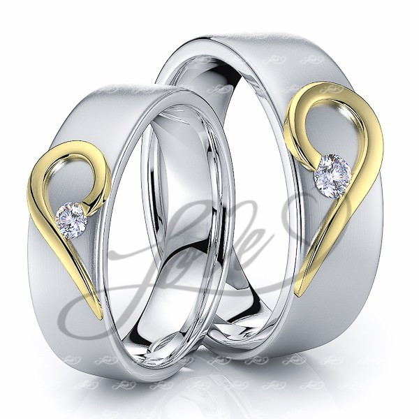 Wedding Bands Sets His And Hers
 Solid 014 Carat 6mm Matching Heart His and Hers Diamond