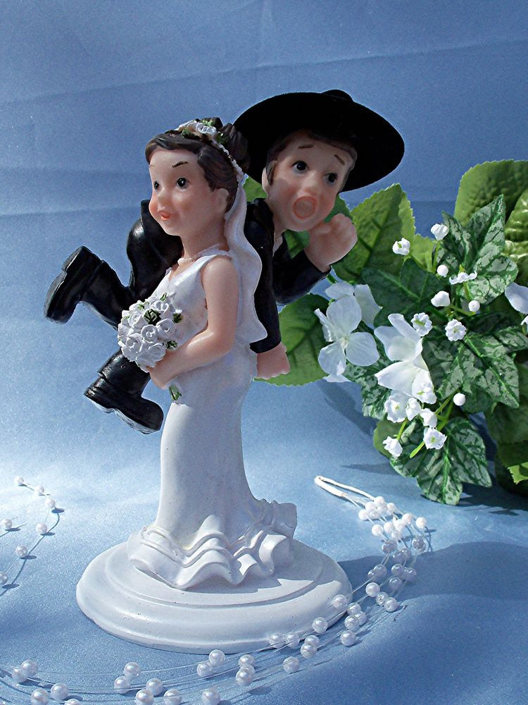 Wedding Cake Toppers Funny
 Western Wedding Humorous Funny CAKE TOPPER Bride Carry