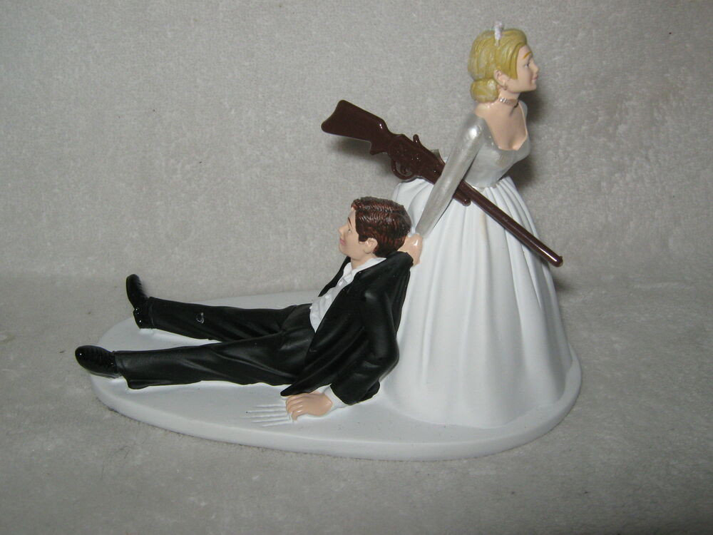 Wedding Cake Toppers Funny
 Wedding Reception Party Hunter Hunting Cake Topper Rifle