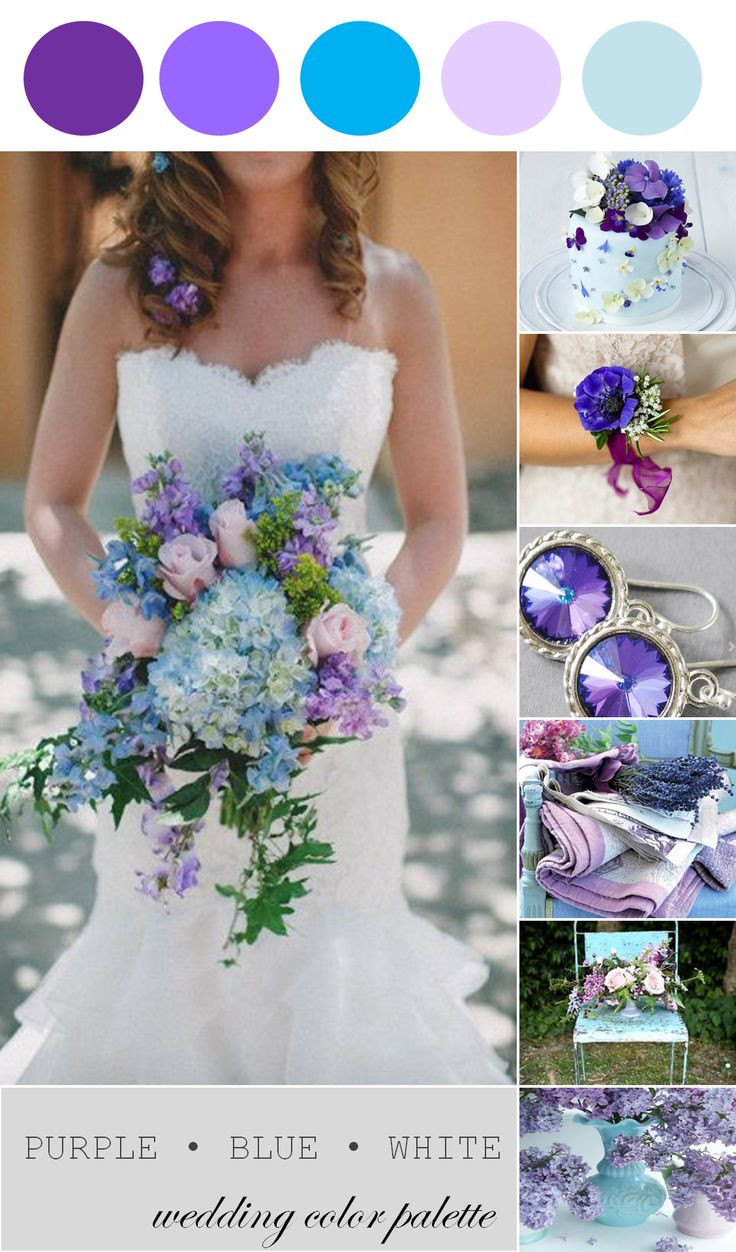 Wedding Colors
 Spring Wedding Inspiration Purple Blue and White