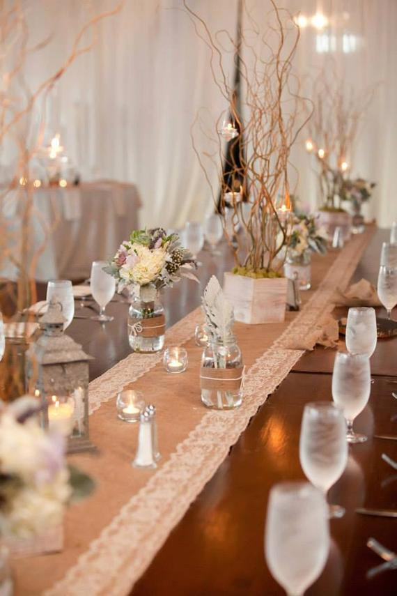 Wedding Decor For Sale
 Rustic Wedding Burlap and Lace Table Runners with by