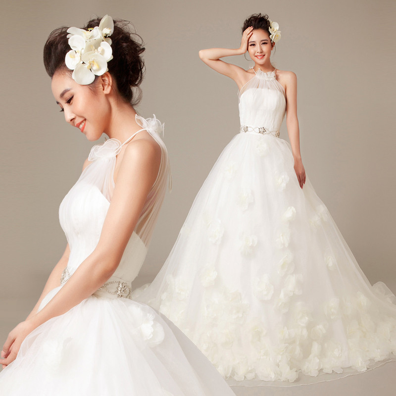 Wedding Dresses For Sale Online
 MZYW0155 high neckline hand made flower vestido novia