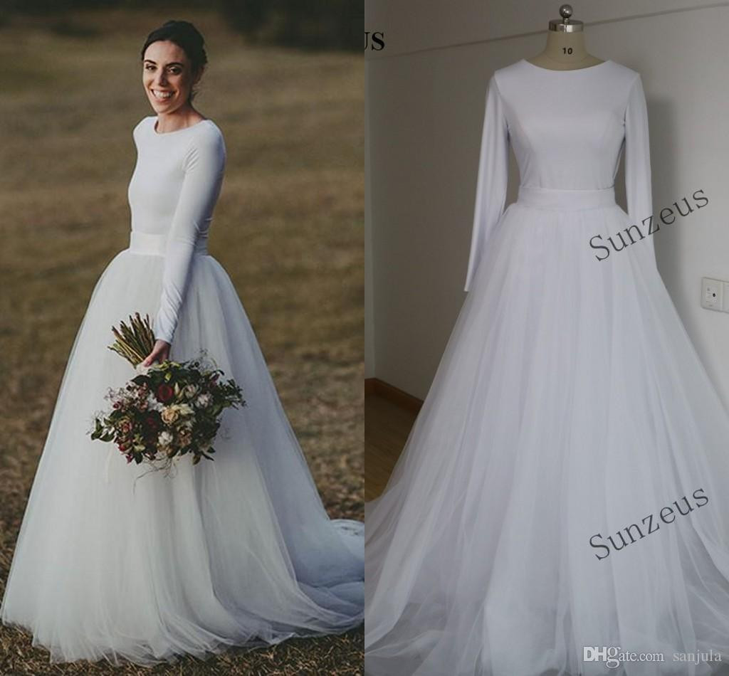 Wedding Dresses For Sale Online
 Discount Elegant Long Sleeve Wedding Dresses Two Piece