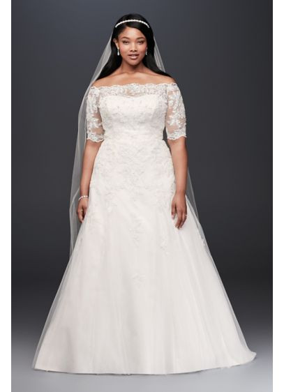 Wedding Dresses Plus Size With Sleeves
 Jewel 3 4 Sleeve Illusion Plus Size Wedding Dress
