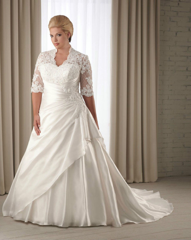 Wedding Dresses Plus Size With Sleeves
 Half Sleeve Wedding Dress Bridal Gown Custom Plus Size 14
