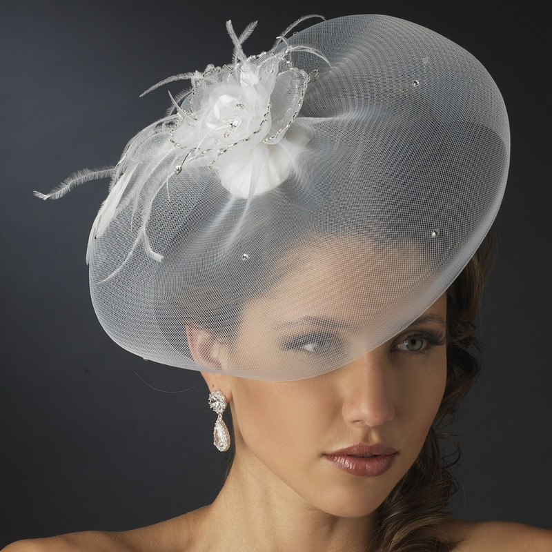 Wedding Fascinators With Veil
 Feather Fascinator and Wedding Hat Veil Elegant Bridal