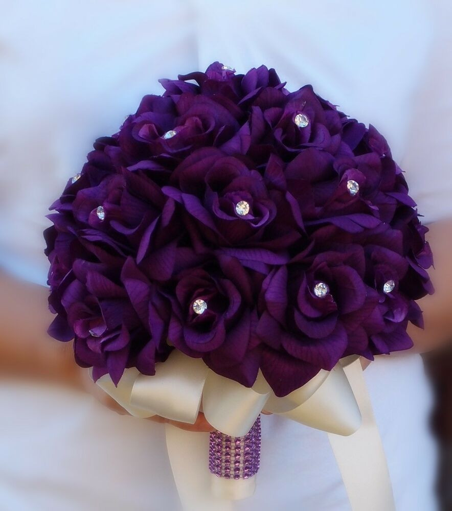 Wedding Flowers Purple
 2 bouquets bridal flower girl Toss purple lavender