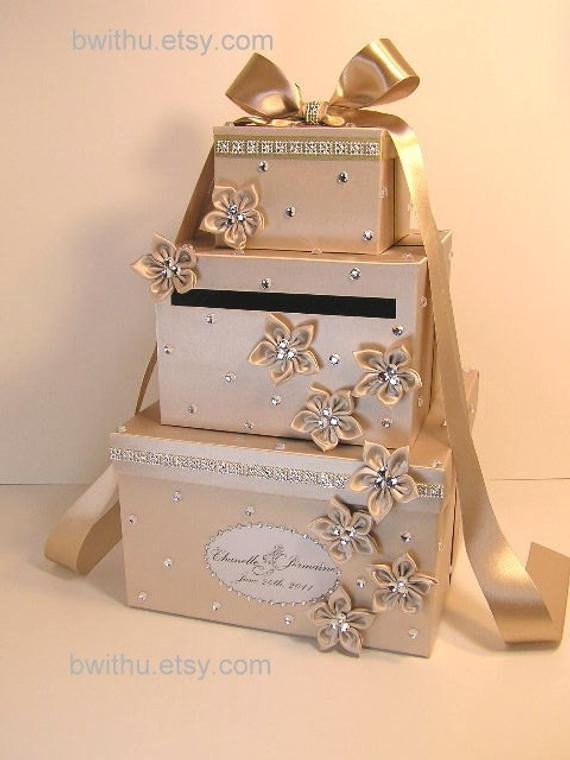 Wedding Gift Cards Ideas
 Champagne Wedding Card Box Gift Card Box Money Box by