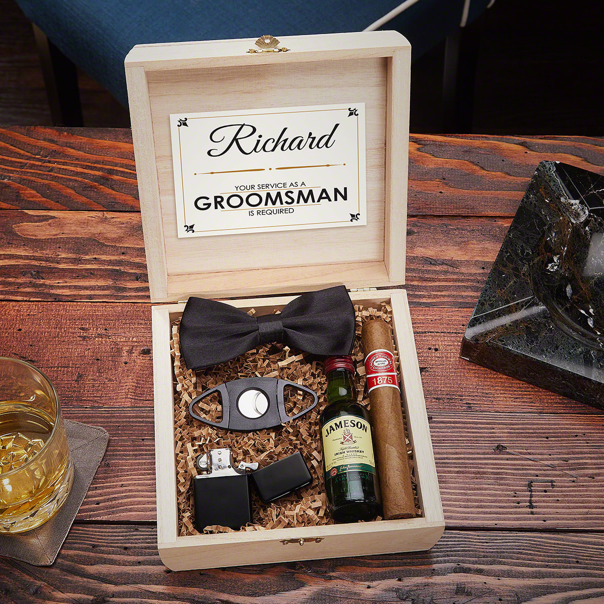 Wedding Gift For Groomsmen
 Drake Blackout Cigar Crate Groomsmen Gift Box Set