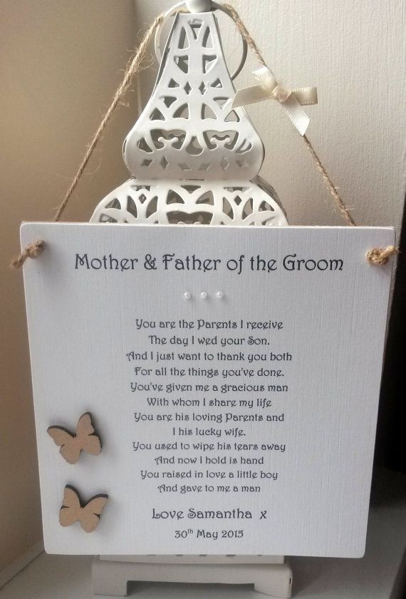 Wedding Gift Ideas From Parents To Bride And Groom
 Mother and Father of the Groom Personalised Wedding by