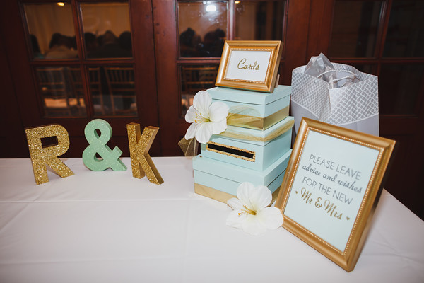 Wedding Gift Table
 Pretty Mint Gold Wedding Reception in DC Rachel Kurt