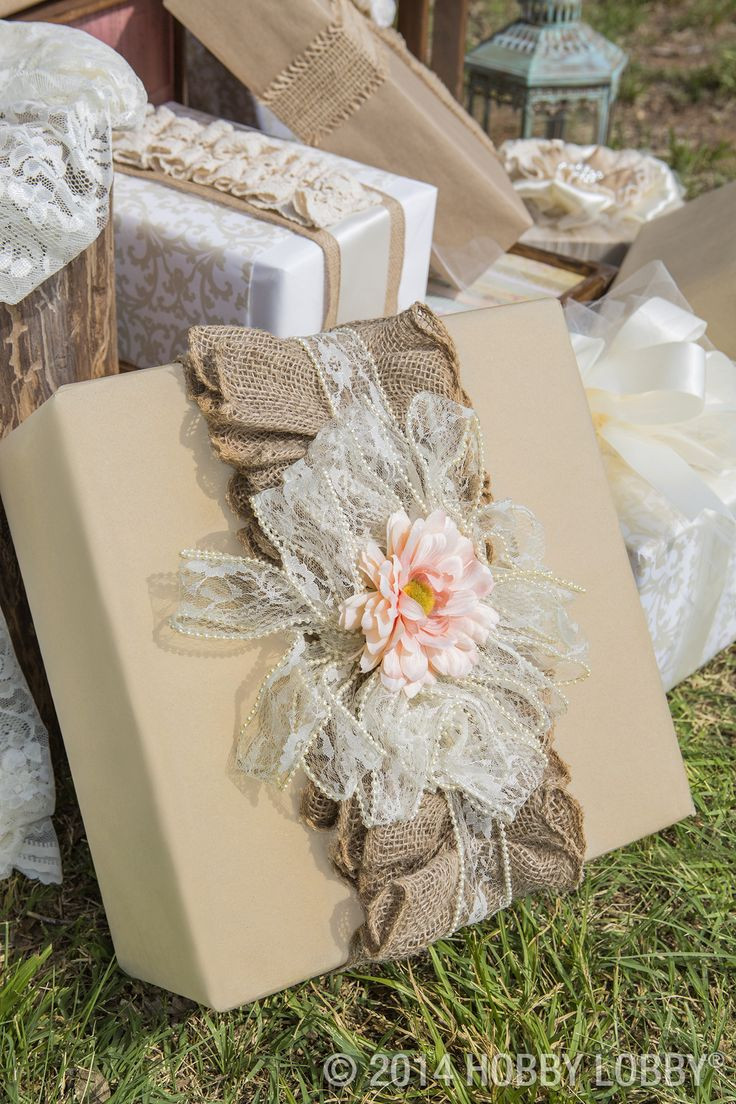 Wedding Gift Wrap Ideas
 94 best images about Burlap and Lace on Pinterest