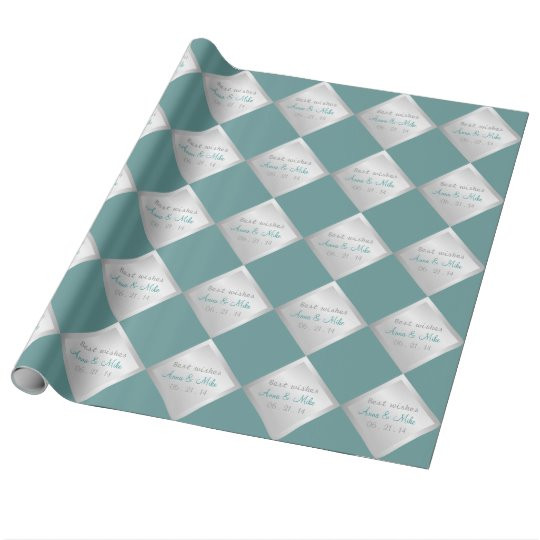 Wedding Gift Wrapping Paper
 Silver Teal Diamond Wedding Gift Wrapping Paper