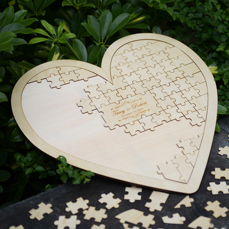 Wedding Guest Book Alternatives
 Customs Personalised Puzzle Heart Shaped wedding guestbook