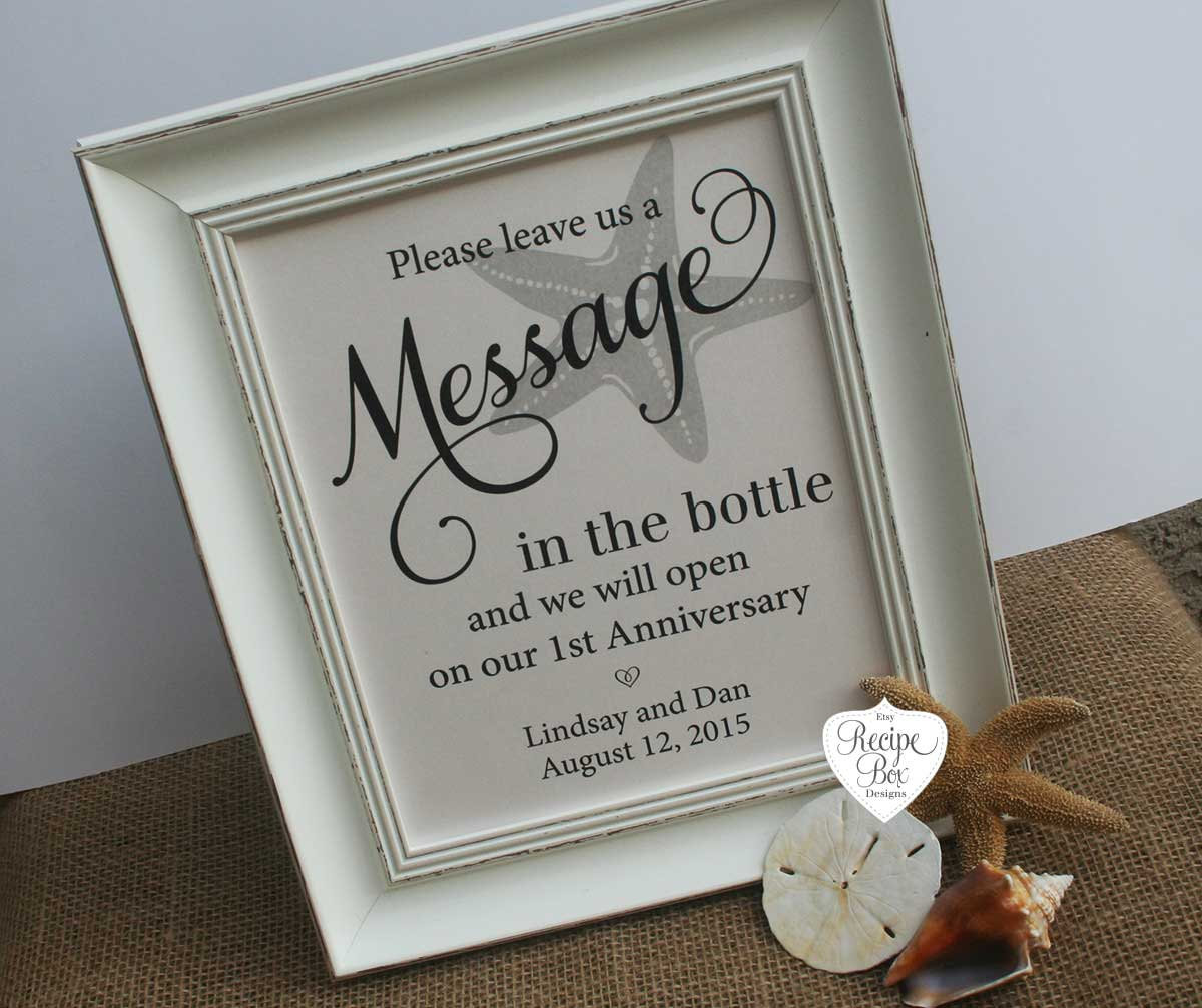 Wedding Guest Book Messages
 Wedding Guest Book Beach Message In The Bottle Starfish