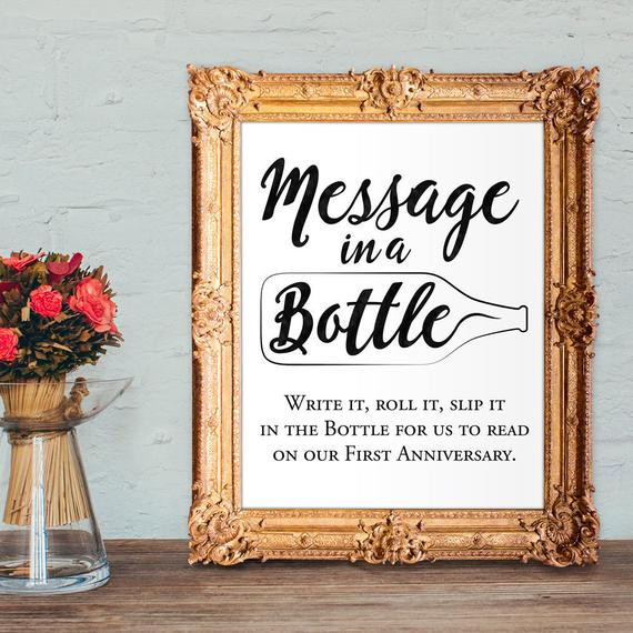Wedding Guest Book Messages
 Wedding Guest Book Sign Message in a bottle anniversary