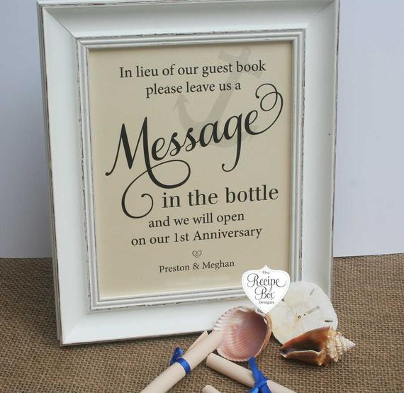 Wedding Guest Book Messages
 Message in the bottle Wedding Guest Book Beach Wedding Signs