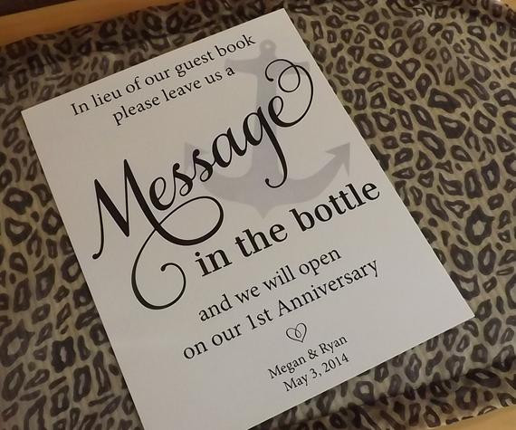 Wedding Guest Book Messages
 Wedding Guest Book Beach Message In The Bottle by RecipeBox