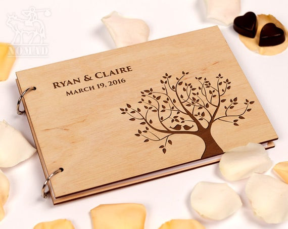 Wedding Guest Book With Photos
 Rustic Wedding Guest Book Custom Guest Book Guestbook